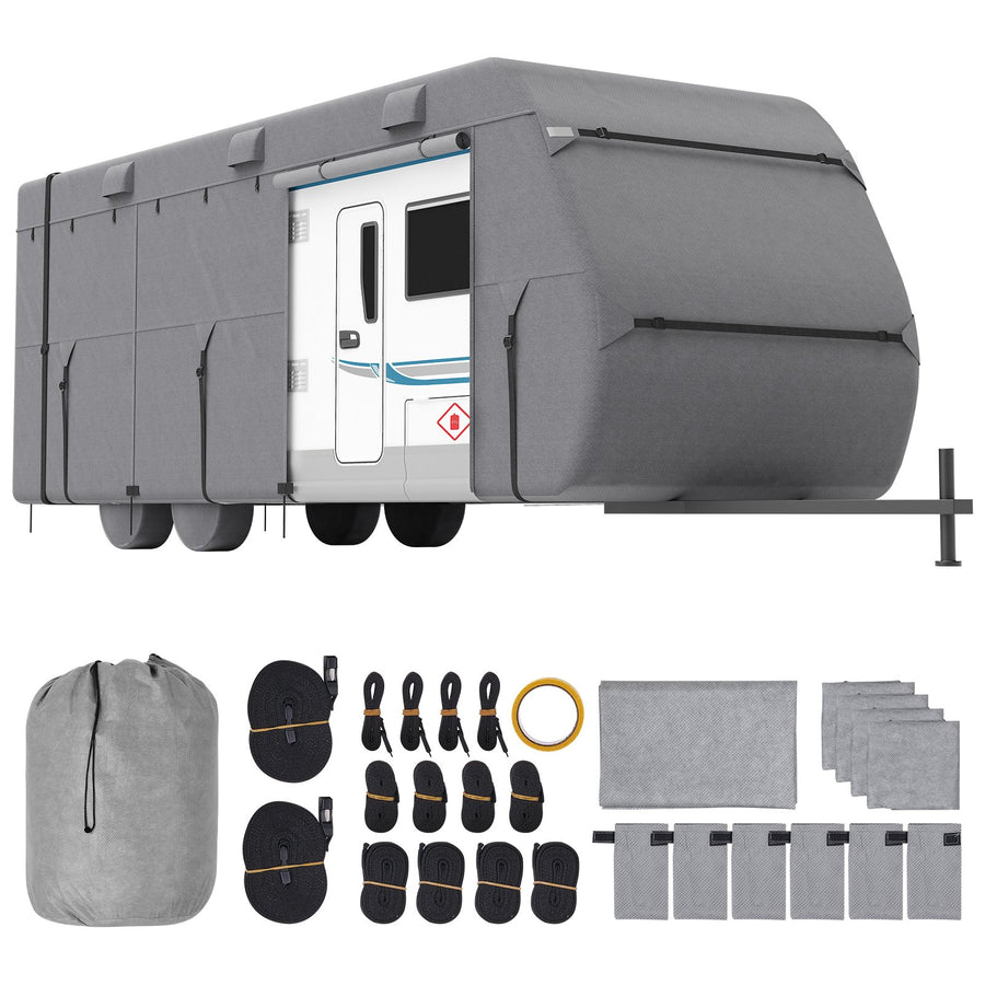 Wohnwagen-Schutzhülle Für 6,7-7,3 M Wohnwagen, Wohnwagenabdeckung Aus Vliesstoff Wasserdicht Winddicht Sonnenbeständig, Universal-Wohnwagenhülle Mit Aufbewahrungstasche Reparaturflicken Gurten