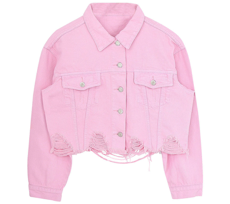 Short cropped denim jacket