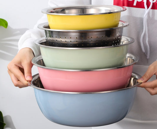 Stainless steel basin five piece set