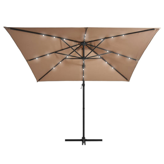 vidaXL Cantilever Garden Parasol with LED lights and Steel Pole 250x250 cm Taupe