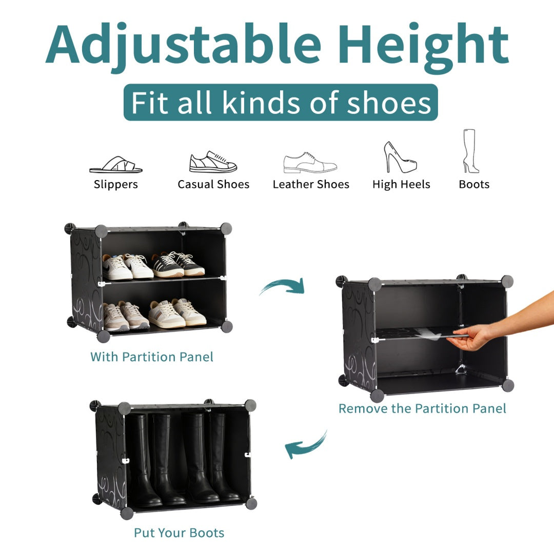 Shoe Rack Storage Cabinet, 8-layer Shoe Storage Cabinet With Door, Stackable And Detachable Shoe Storage Cabinet