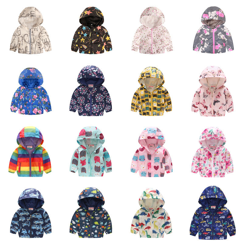 Spring and Autumn Thin Hooded Baby Cute Zipper Sweater Children's Jacket
