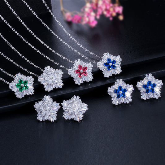 Zircon Crystal, Jewelry, Necklace, Earrings And Earrings Set