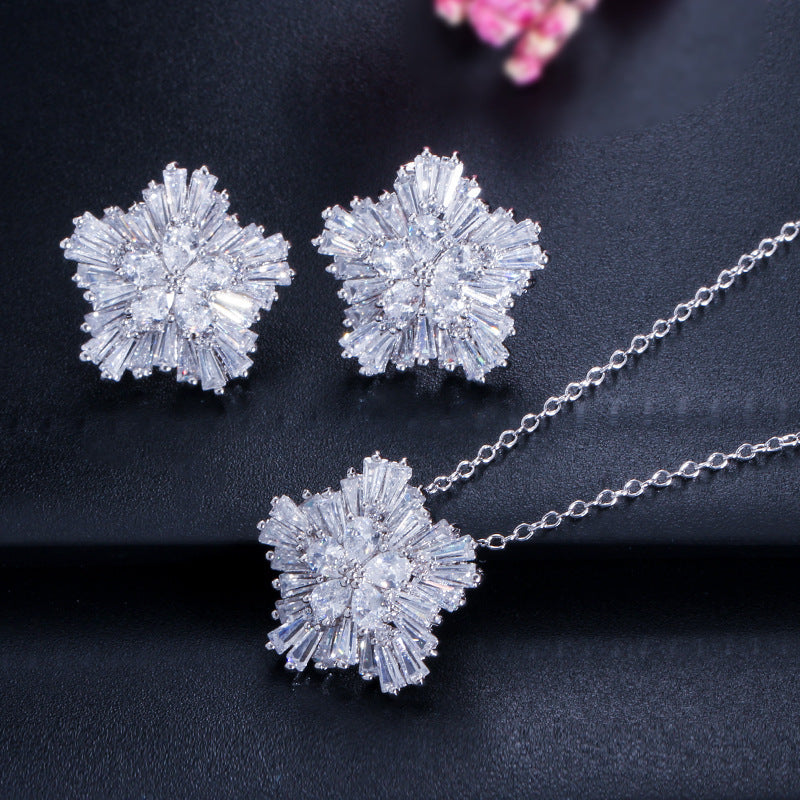 Zircon Crystal, Jewelry, Necklace, Earrings And Earrings Set