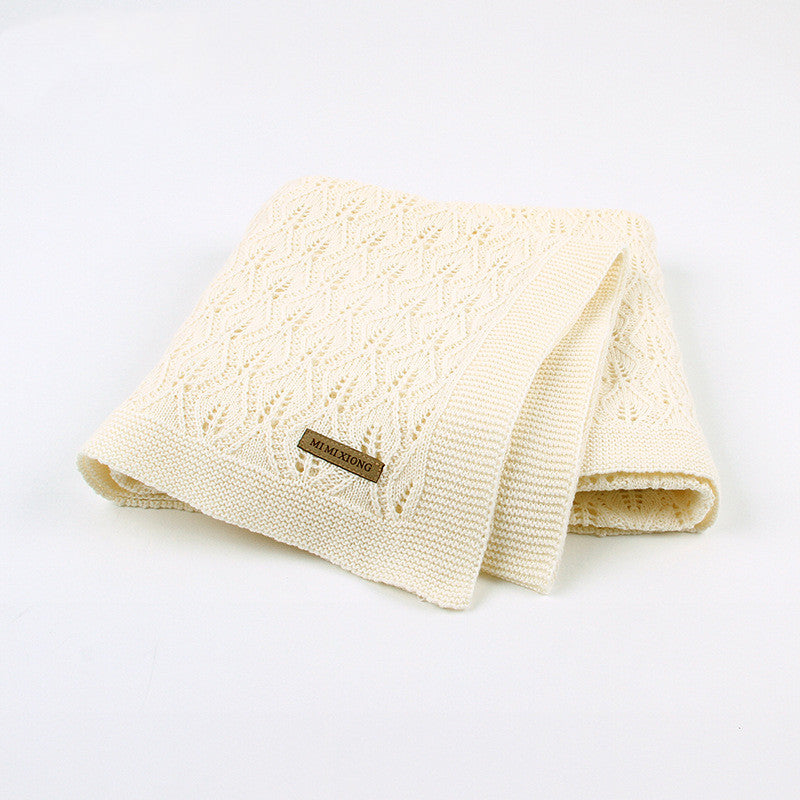 Ins Hot Sale Baby Blanket Knitted Leaf Hollow Hold Blanket Baby Windproof Cover