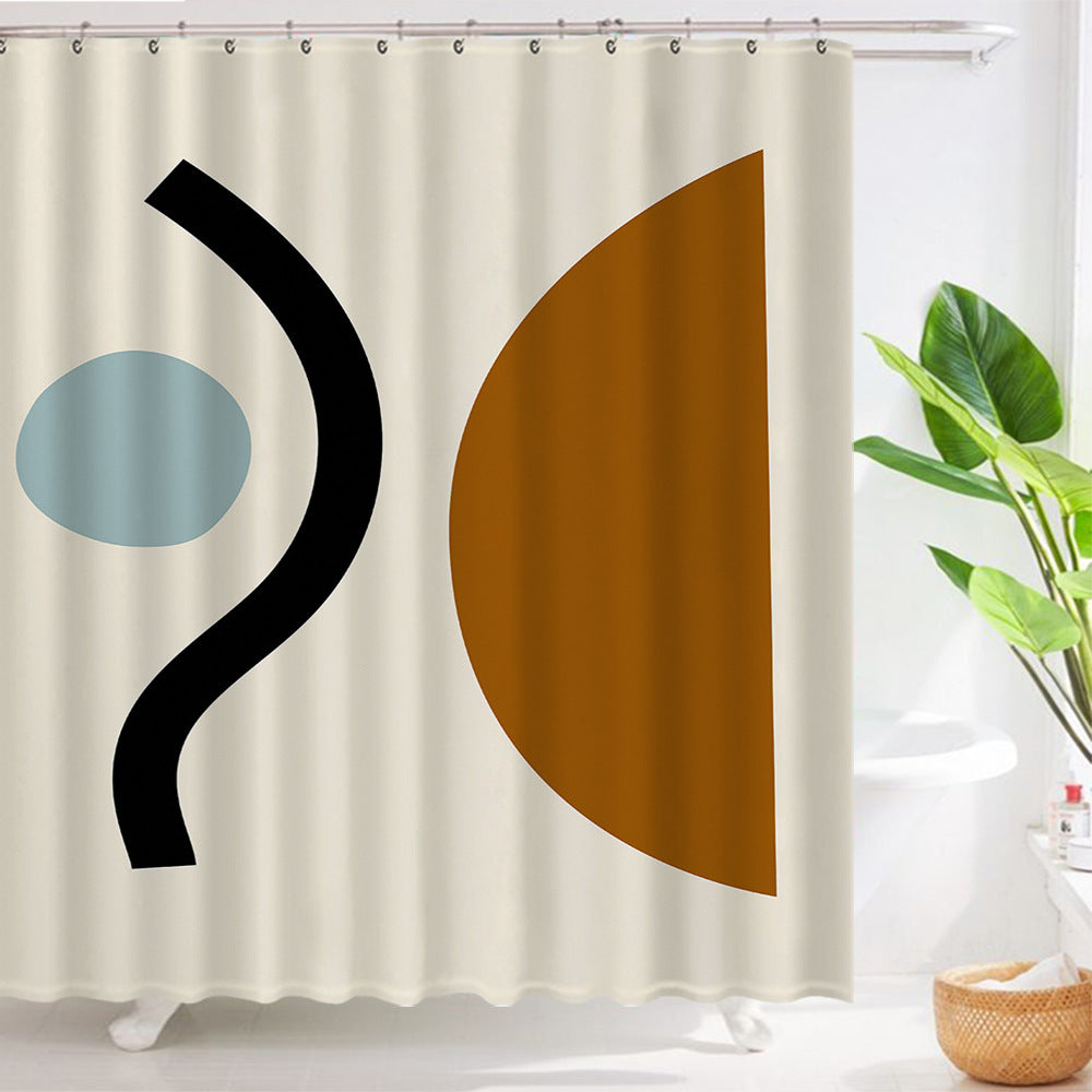 Ins Wind Shower Curtain Abstract Geometric Dry And Wet Separation Partition Curtain Curtain Bathroom Curtain Abstract Illustration