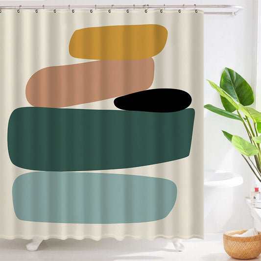 Ins Wind Shower Curtain Abstract Geometric Dry And Wet Separation Partition Curtain Curtain Bathroom Curtain Abstract Illustration
