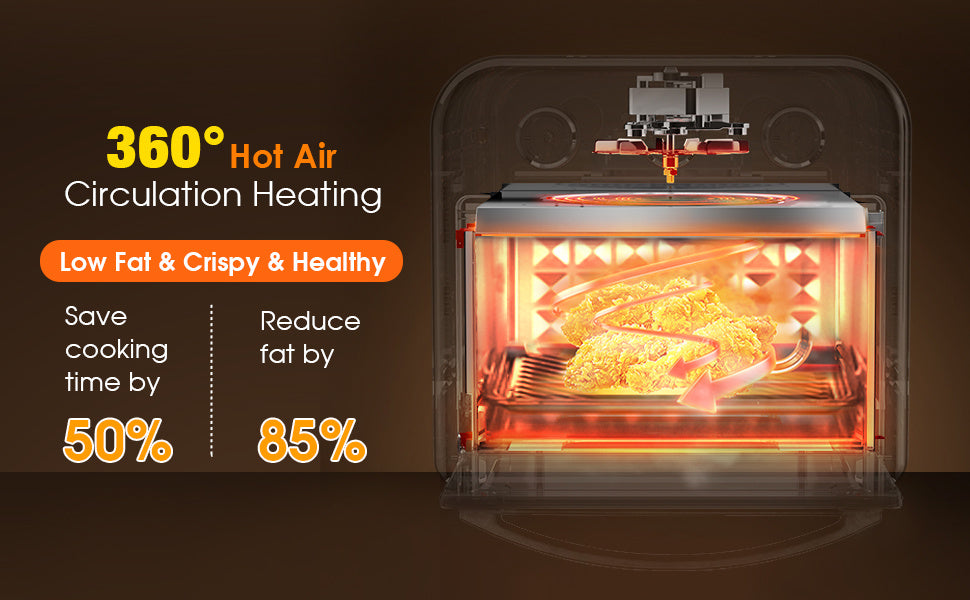 Freidora de aire Geek Chef de 10 cuartos de galón, horno tostador de encimera, horno tostador de 4 rebanadas, calienta, asa, tuesta, hornea, fríe con aire, sin aceite, acero inoxidable negro, perfecta para encimera, prohibida en Amazon