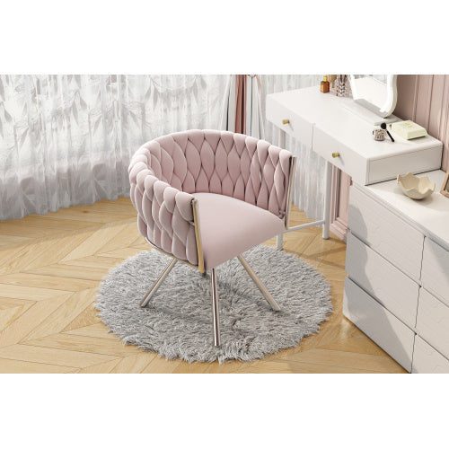 Velvet Dining Chair, Single Light Luxury Living Room Bedroom Swivel Chair, Leisure Swivel Chair With Four Metal Support Legs