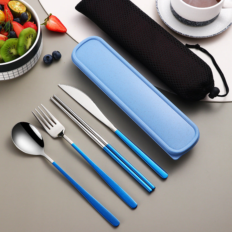 Stainless Steel Tableware Four-Piece Set Portable (Knife Fork Spoon Chopsticks)