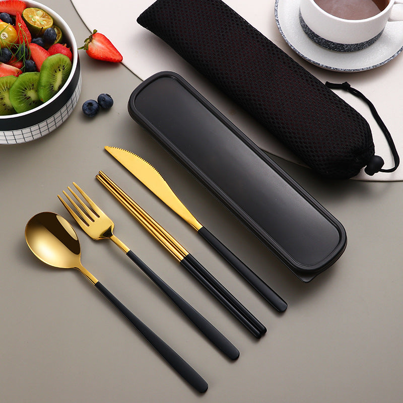 Stainless Steel Tableware Four-Piece Set Portable (Knife Fork Spoon Chopsticks)