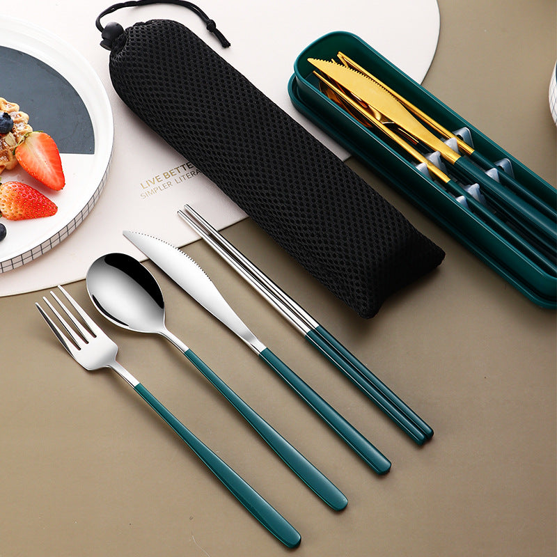 Stainless Steel Tableware Four-Piece Set Portable (Knife Fork Spoon Chopsticks)