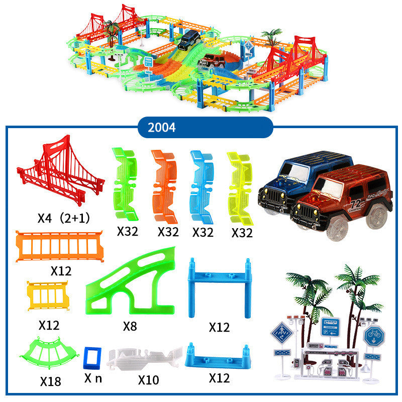 Electric light 2 in 1 track car set