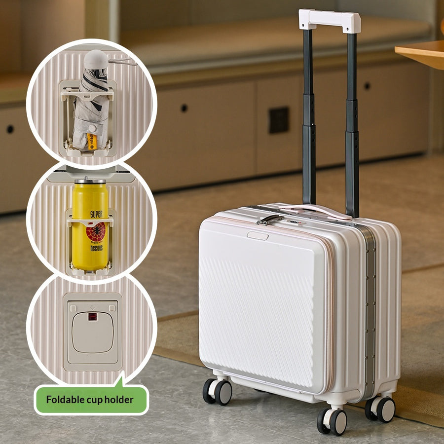 18 Inch Front Open Boarding Case, Contrasting Color Travel Suitcase, 19 Open Box, Leather Suitcase, Multifunctional Suitcase