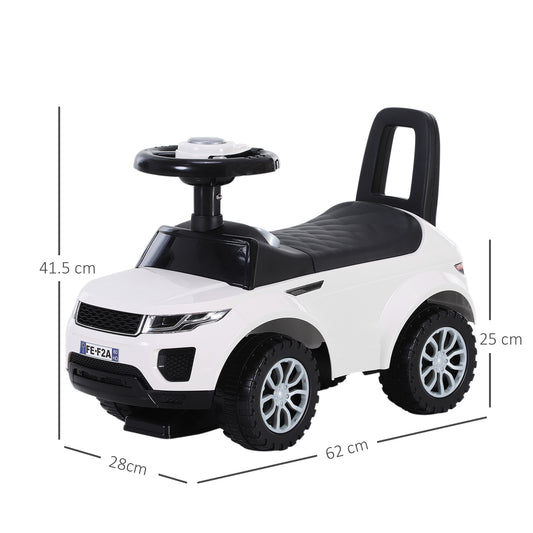 3-in-1 Ride On Car Foot To Floor Slider Toddler W/ Horn Steering Wheel NO POWER Manual Under Seat Storage Safe Design For 1-3 Year Old White