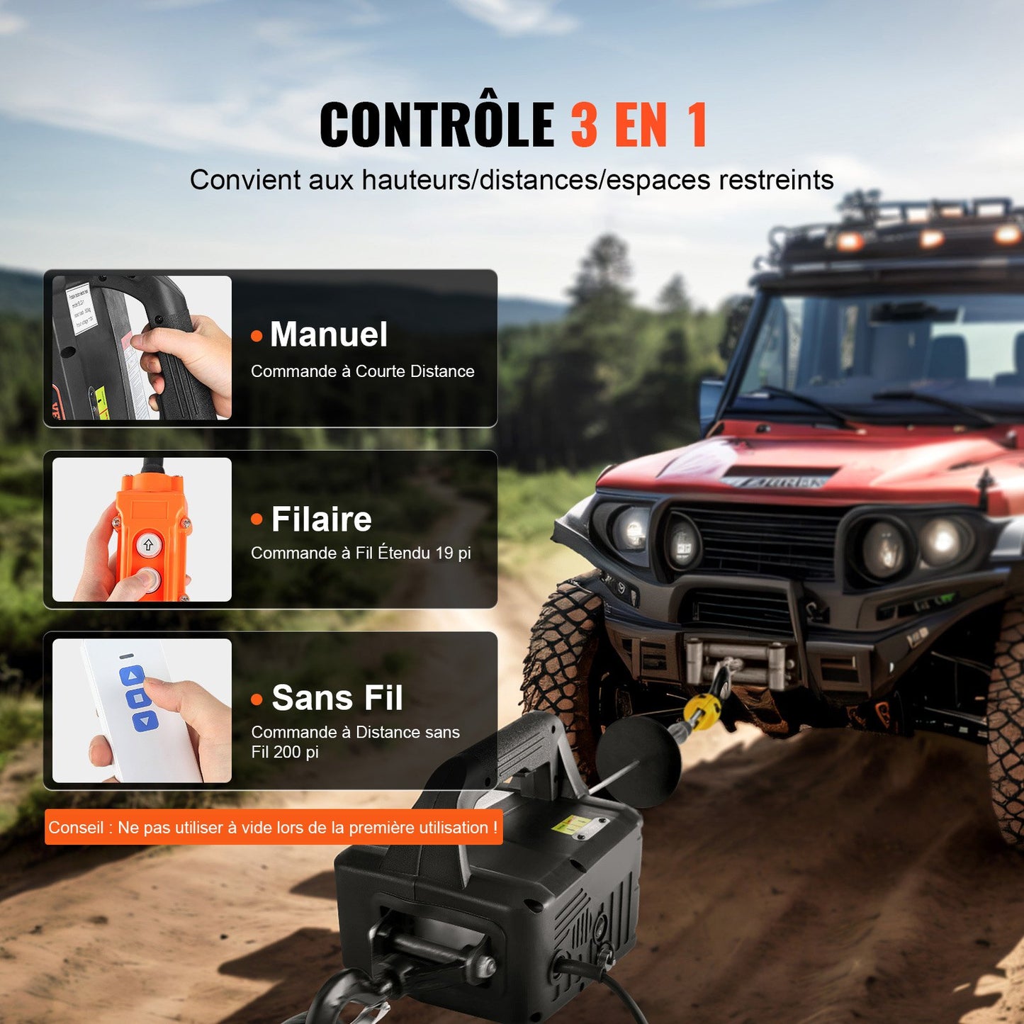 3 In 1 Elektrische Seilwinde 498,95kg Tragfähigkeit Seilhebezug Hubgeschwindigkeit ≥4m/min Motorwinde 7m Hubhöhe Seilhebezug 1500W Seilzug 3 Steuer-Modi Manuell/Kabelgebunden/Kabellos