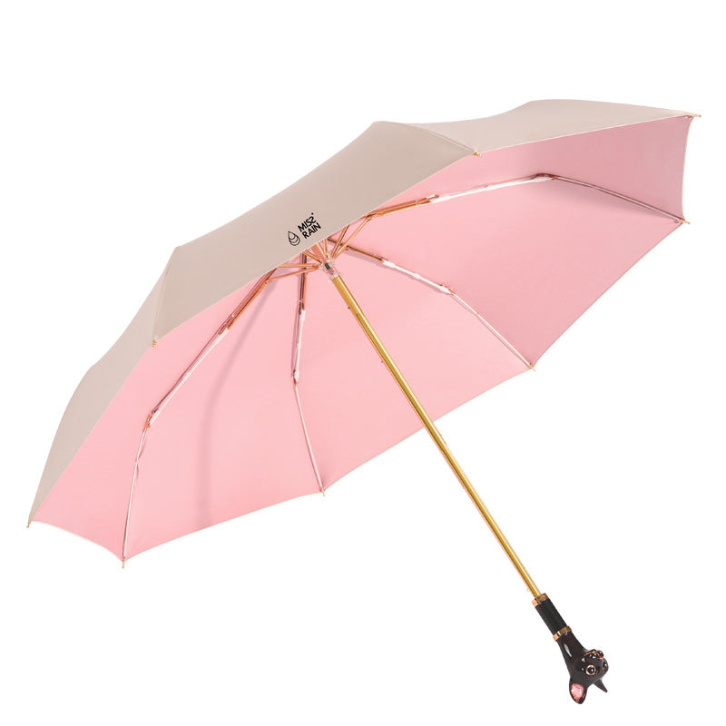 Folding cat umbrella handle sunscreen umbrella