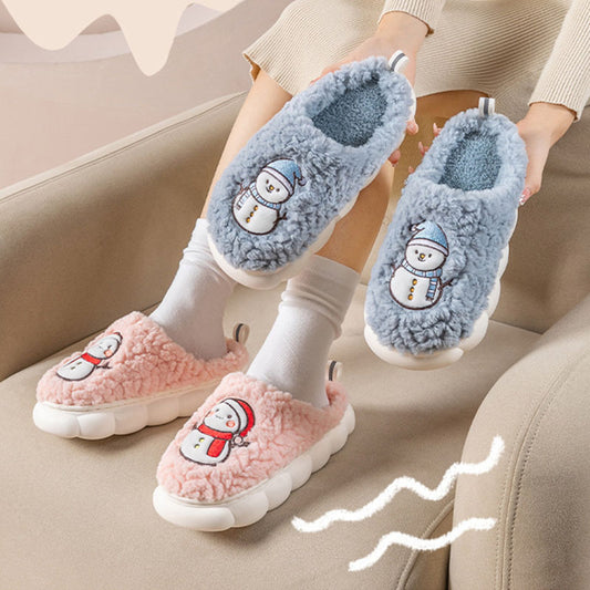 Lindas pantuflas de muñeco de nieve