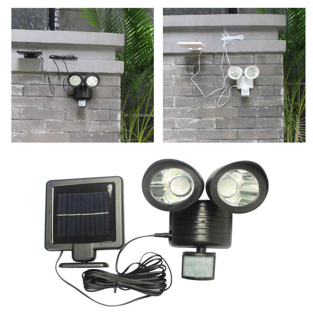 New solar lamp household solar human body induction double head light 22LED solar street lamp