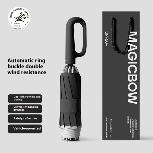 Enlarged And Thickened Fully Automatic Buckle Folding Umbrella