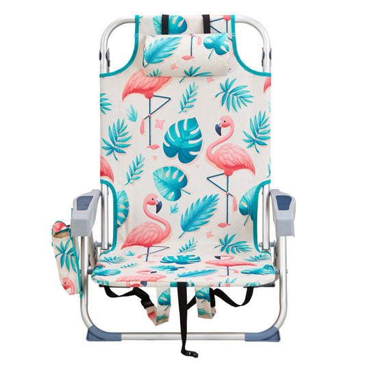 63x65x82cm, Flamingo Motif, Aluminum, Beach Chair, Oxford Cloth