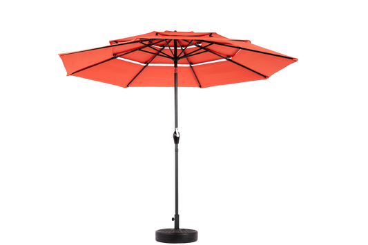 Aluminium 10ft 3 Tier Auto-tilt Umbrella ,Outdoor Patio Umbrella - Market Table Pool Deck Umbrella Base Not Included - Orange