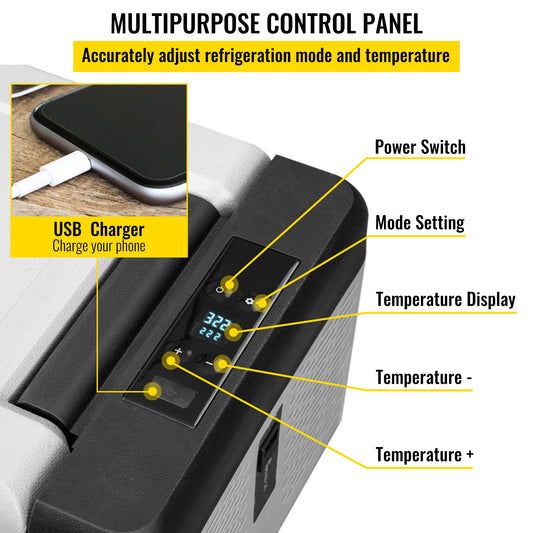 12 Volt Refrigerator 10 Qt, Portable Mini Freezer (-4℉~68℉) W/APP Control Car Compressor Fridge Cooler 12V/24V DC And 110-220V AC For Camping, Road Trip, Travel, Outdoor And Home