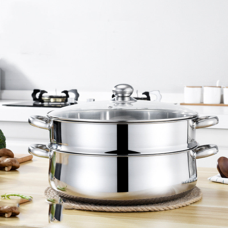 Deepen Stainless Steel Five-layer Cooking Pot With Large Capacity