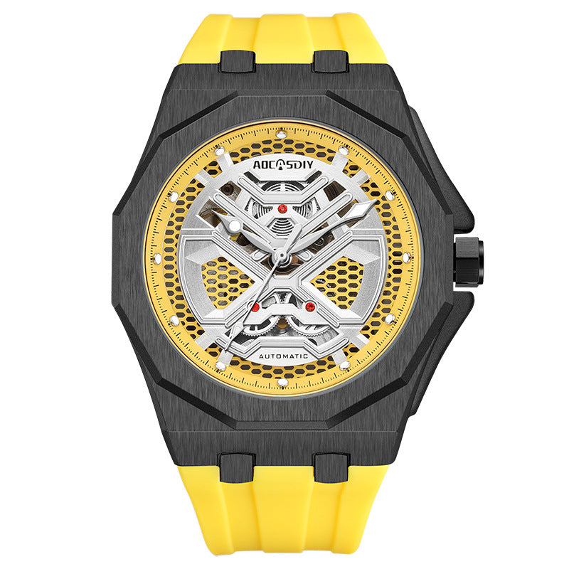 Trendy Hollow Mechanical Watch With Luminous Display And Water Resistance For Men