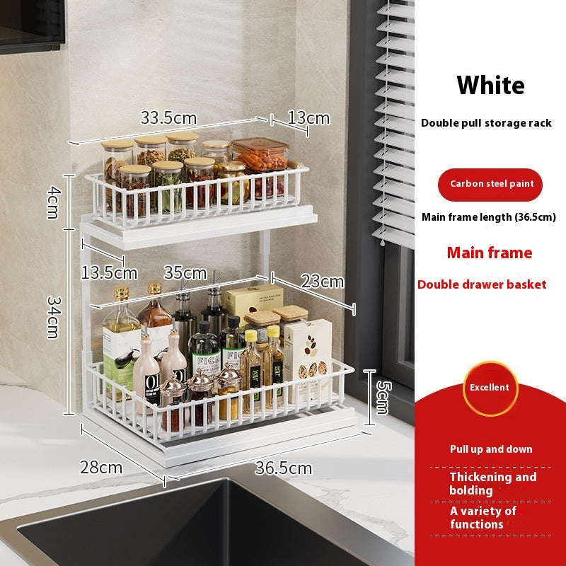 Kitchen Multi-functional Seasoning Rack Pull-out Basket