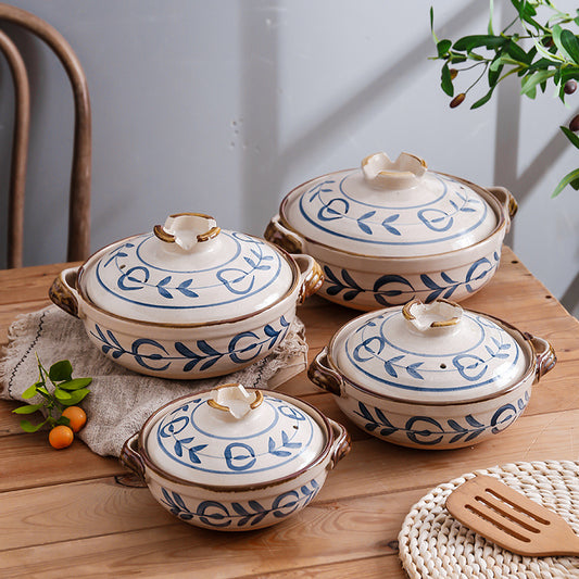 Vintage Hand Painted Japanese Soup Stone Pot