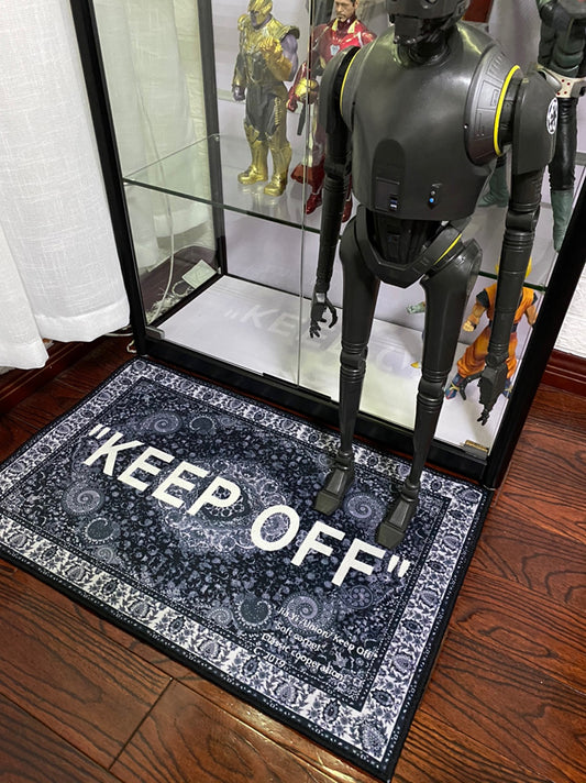 KEEP OFF letter carpet