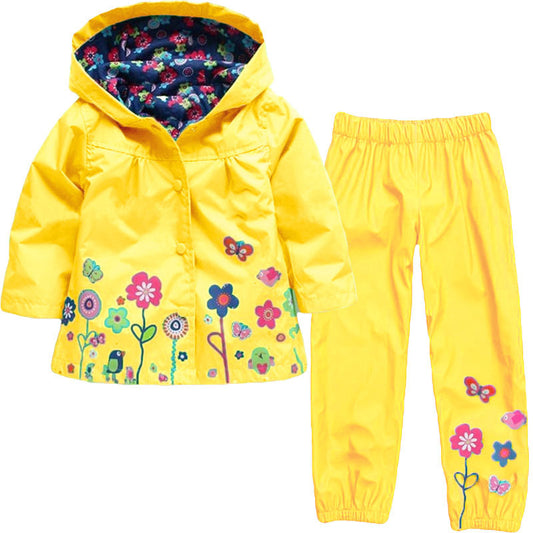 Cute Flowers Windproof And Rainproof Hooded Jacket