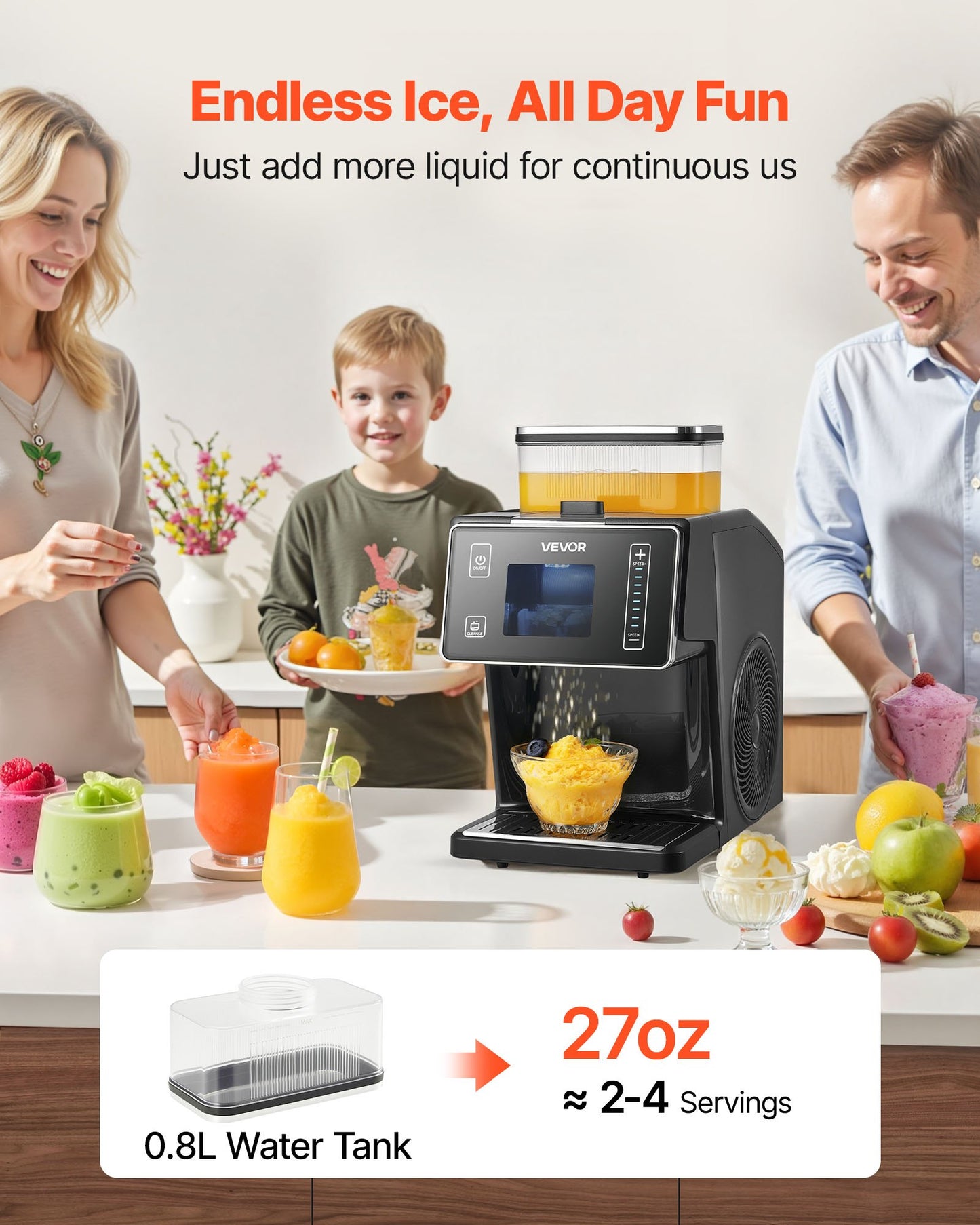 Snowflake Ice Machine, 44LBS/24H Snowflake Ice Maker, Ice-Shaver Machine With Stainless Steel Blade, Electric Snow Cone Maker With 0.2 Gal Tank, 60S Fast Pre-Cooling, For Home & Small Gatherings