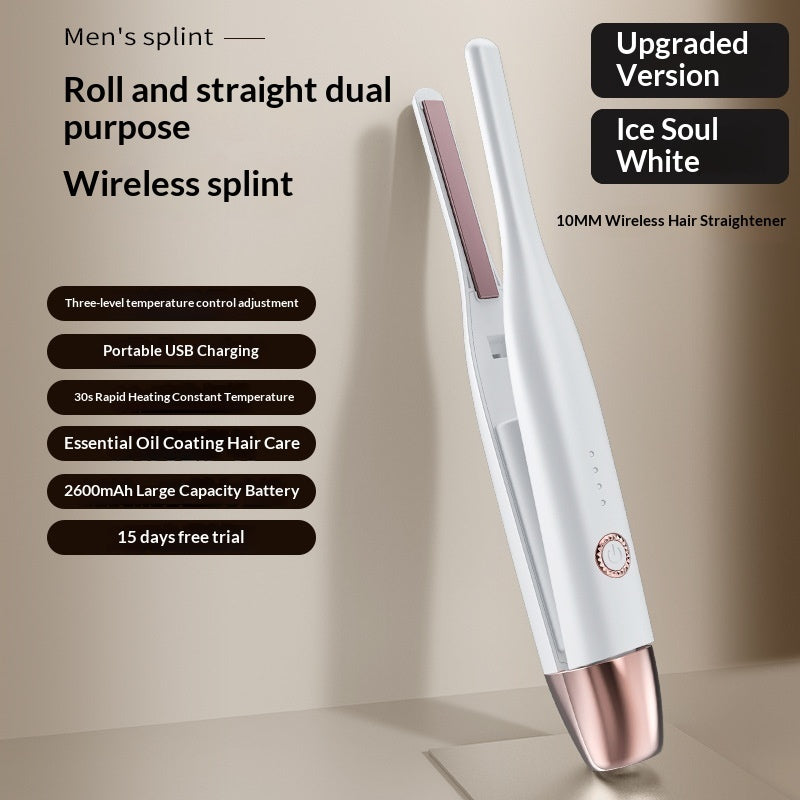 Mens Wireless Mini Hair Straightener And Curling Iron Combo