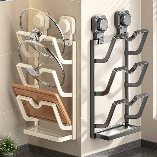Suction Cup Pot Cover Rack Wall-mounted Punch-free Kitchen Storage Rack