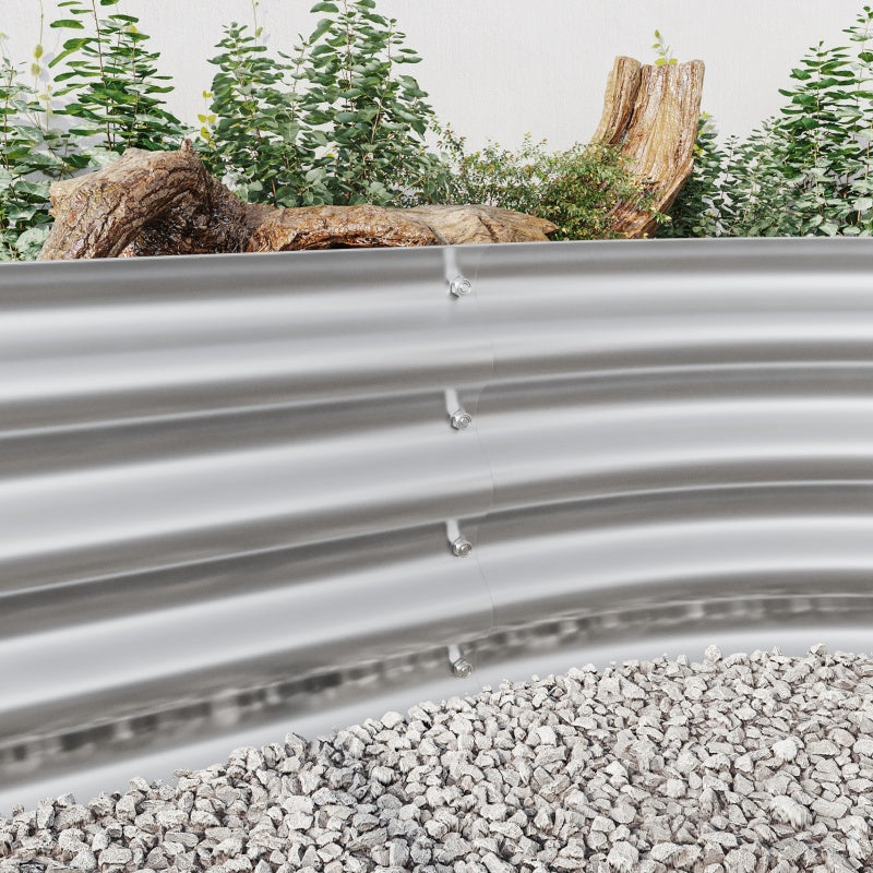 Raised Garden Bed Outdoor, Oval Metal Planter For Plants, Vegetables & Flowers