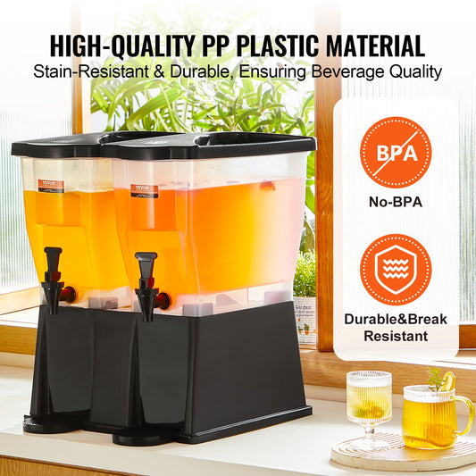 Getränkespender, 11 L X 2 Getränkespender Für Partys, Saftspender Aus Kunststoff Mit Standhahndeckel, Eistee-Limonadensaft-Wasserspender, Für Restaurants, Hotels, Partys