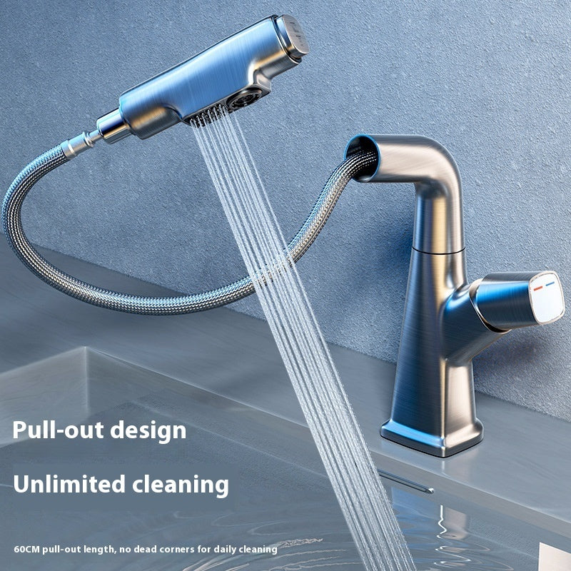 Washbasin Pull-out Faucet Lifting Bathroom Table Hot And Cold