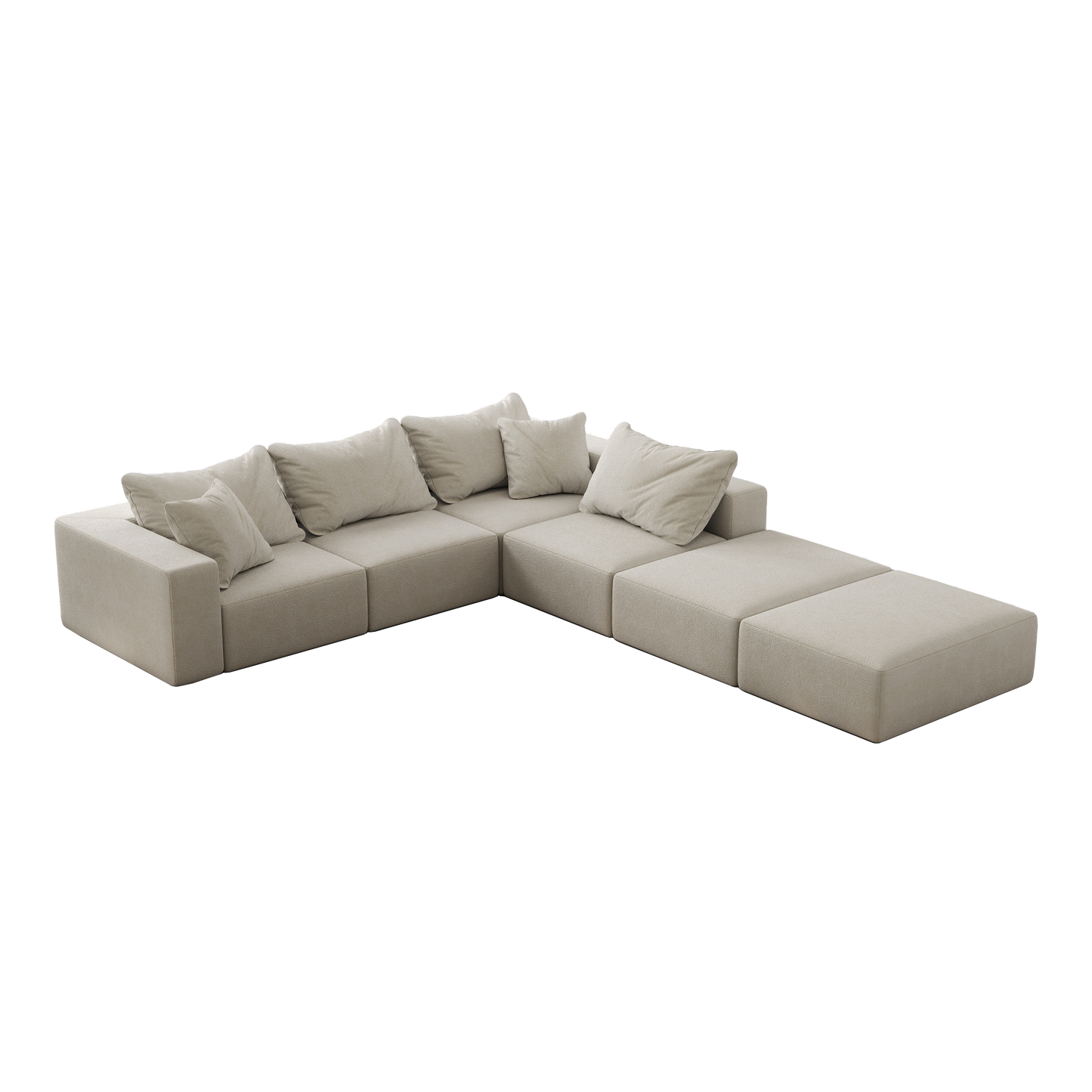 Oversized Sponge Cloud Sofa,Modern Upholstered Sectional Sofa Couch Set,Modular 162 L Shaped Sectional Living Room Sofa Set With 6 Pillows,Free Combination Sofa Couch For Living Room,Bedroom