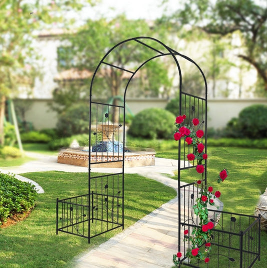 Metal Garden Arch With Plant Stands 79.5W X 86.6H Climbing Plants Rose Support