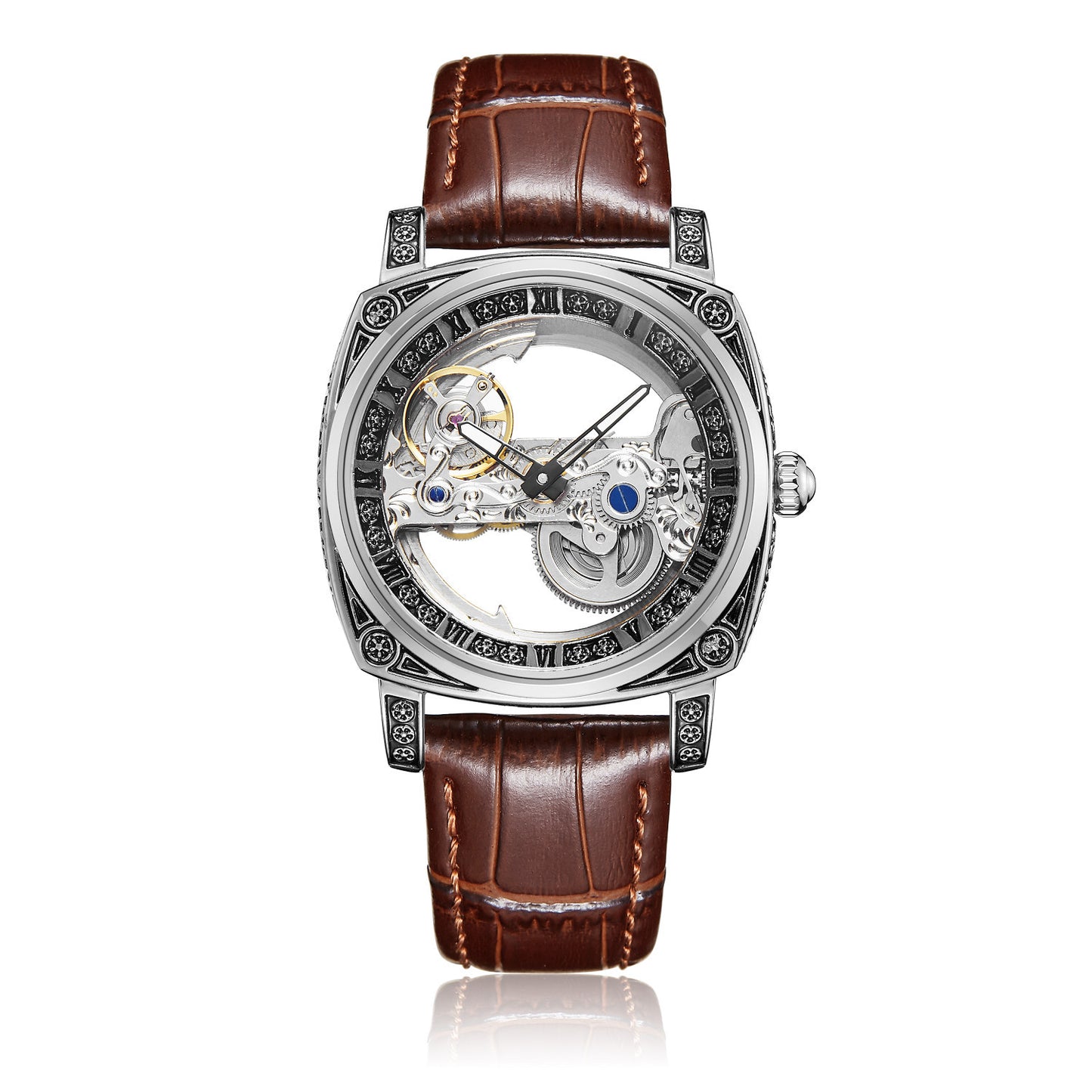 Relief-embossed Vintage Luminous Self-winding Mechanical Watch