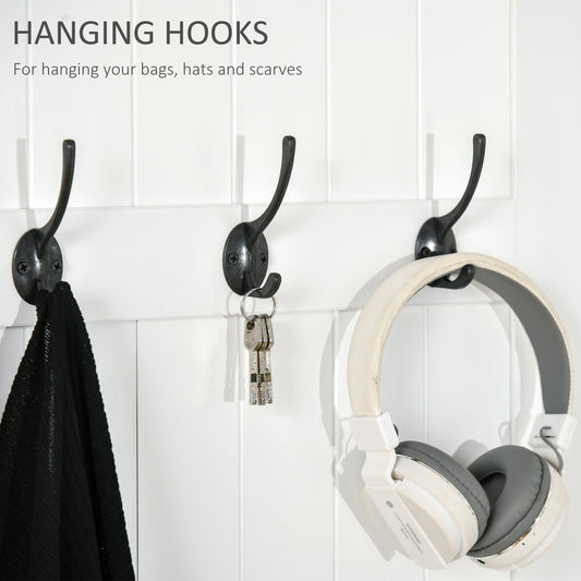 Entryway Hall Tree With Coat Rack, Sitting Bench, Storage, And Hooks, Mudroom Bench, White