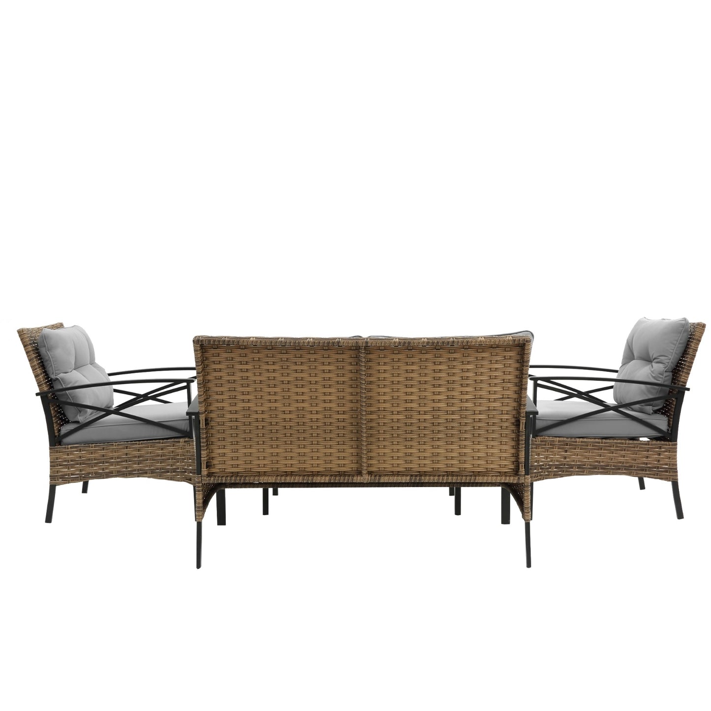 Patio 4Piece Sectional Sofa Set KD Rattan Wicker Outdoor Garden Furniture