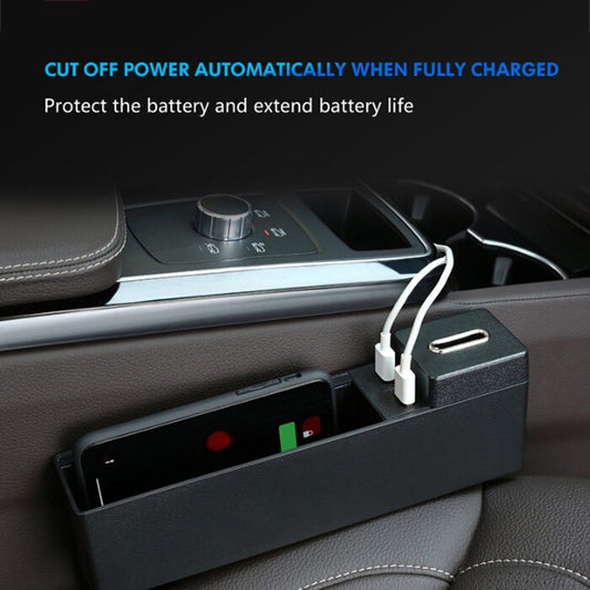 USB Wireless Charging Car Seat Gap Storage Box Car Multi-functional card coin Storage box car organizer with charger