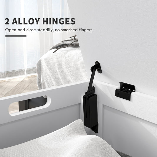 39.4" Storage Trunk w/ 2 Safety Hinges, Wooden Storage Bench w/ Side Handles, Storage Chest for Playroom, White