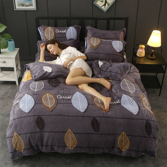 Winter Double-sided Fleece Thickened Warm Coral Quilt Cover Single Piece