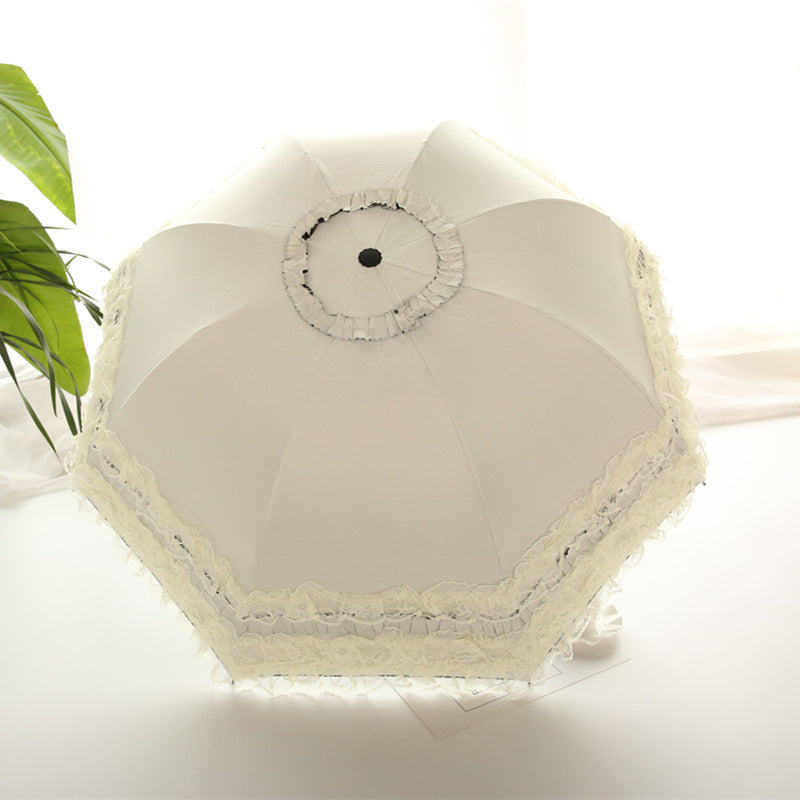 Folding Lace Black Glue Sunscreen And UV Protection Sun Umbrella