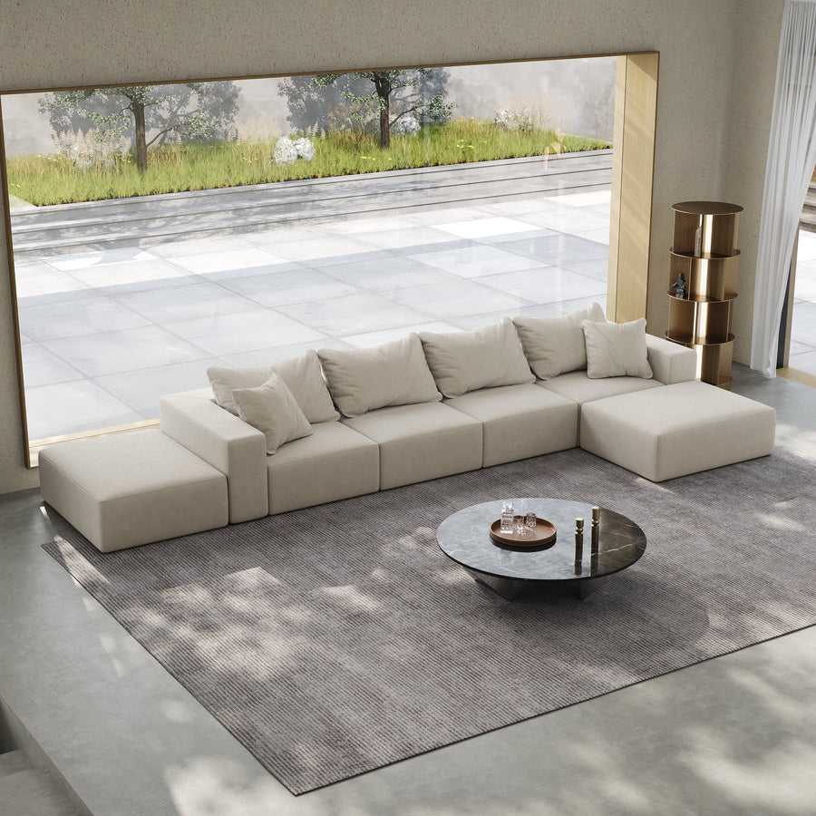 Oversized Sponge Cloud Sofa,Modern Upholstered Sectional Sofa Couch Set,Modular 162 L Shaped Sectional Living Room Sofa Set With 6 Pillows,Free Combination Sofa Couch For Living Room,Bedroom