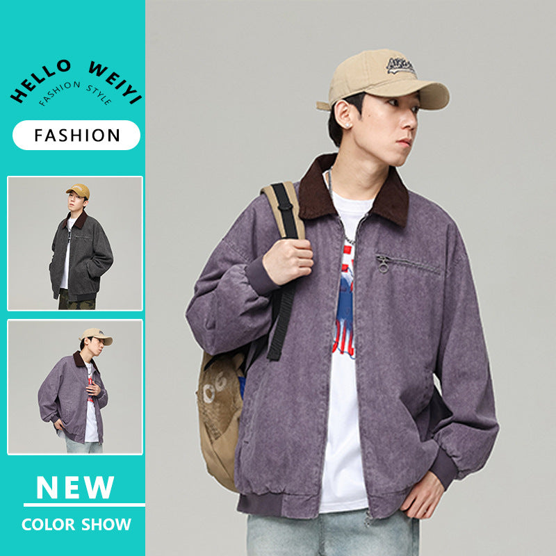 Japanese Men's Tooling Jacket Men's Autumn Vintage Mountain Lapel Top All-match Casual Jacket Men's Wear
